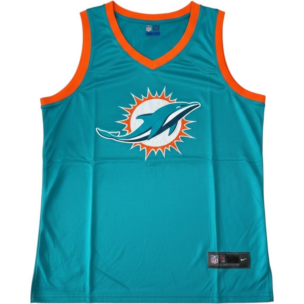 NFL Ultra Game Miami Dolphins Mens XL Teal Jersey Tank Shirt Embroidered NEW